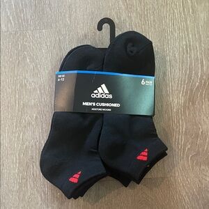 adidas Men's Black Cushioned Moisture Wicking Athletic Socks - 6 Pack size 6-12
